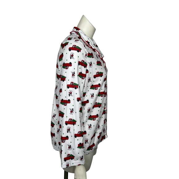 Disney Christmas Pajama Set Mickey Mouse Red Truck Women's Large White Xmas Tree - Picture 6 of 16